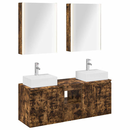 vidaXL Bathroom Cabinet Set 5 pcs Smoked Oak Engineered Wood 2
