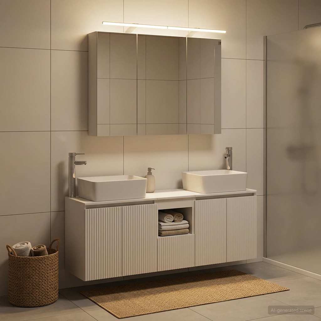 Bathroom Cabinet Set 4 pcs 100 x 14.5 x 70 cm White