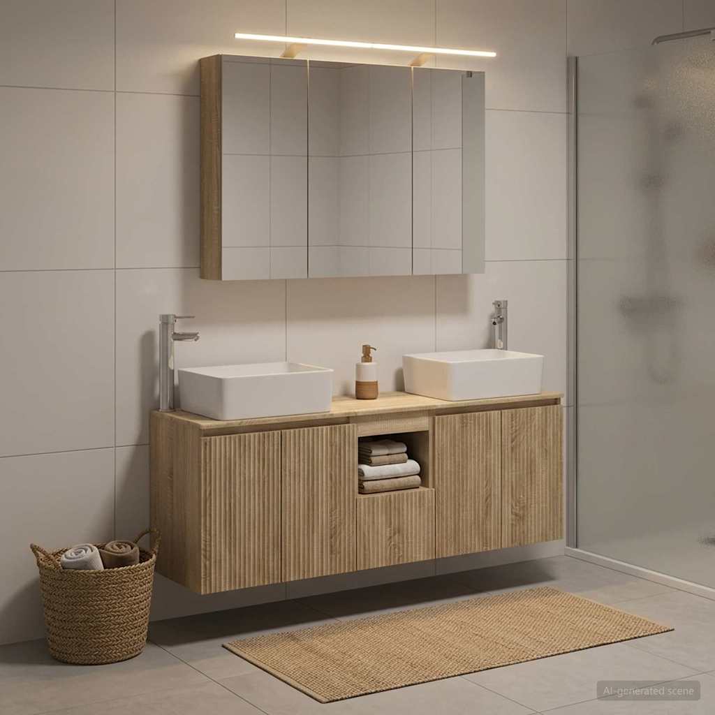 Bathroom Cabinet Set 4 pcs 100 x 14.5 x 70 cm Sonoma oak