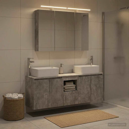 vidaXL Bathroom Cabinet Set 4 pcs Concrete Grey Engineered Wood 1