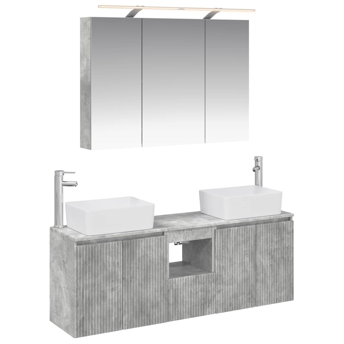 vidaXL Bathroom Cabinet Set 4 pcs Concrete Grey Engineered Wood 2