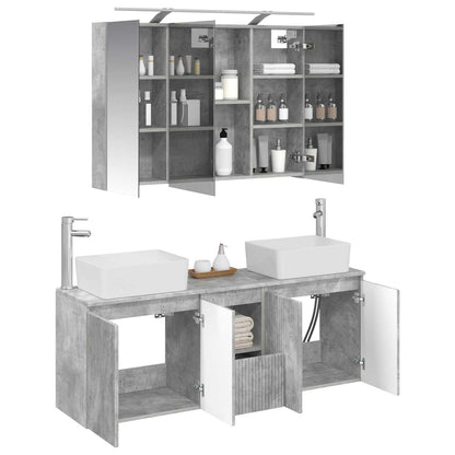 vidaXL Bathroom Cabinet Set 4 pcs Concrete Grey Engineered Wood 3