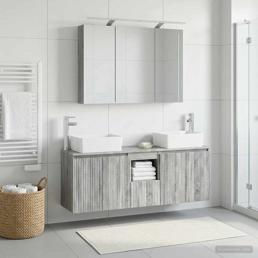 Bathroom Cabinet Set 4 pcs 100 x 14.5 x 70 cm Grey sonoma