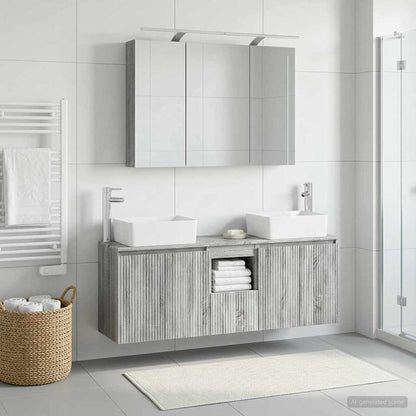 Bathroom Cabinet Set 4 pcs 100 x 14.5 x 70 cm Grey sonoma