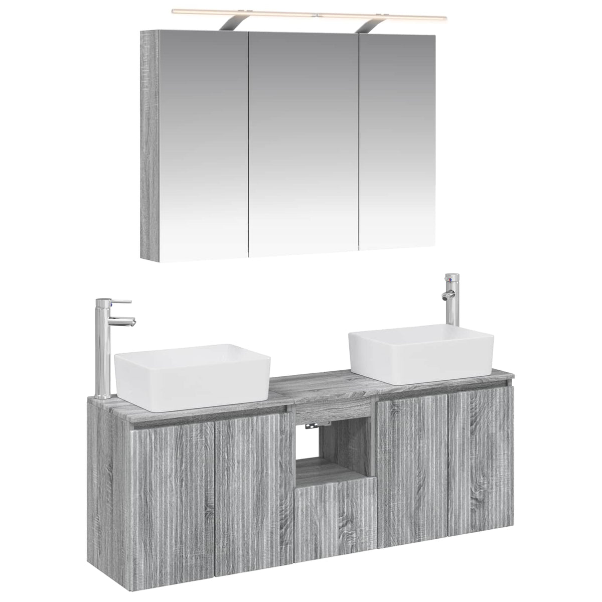 Bathroom Cabinet Set 4 pcs 100 x 14.5 x 70 cm Grey sonoma