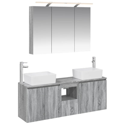 Bathroom Cabinet Set 4 pcs 100 x 14.5 x 70 cm Grey sonoma