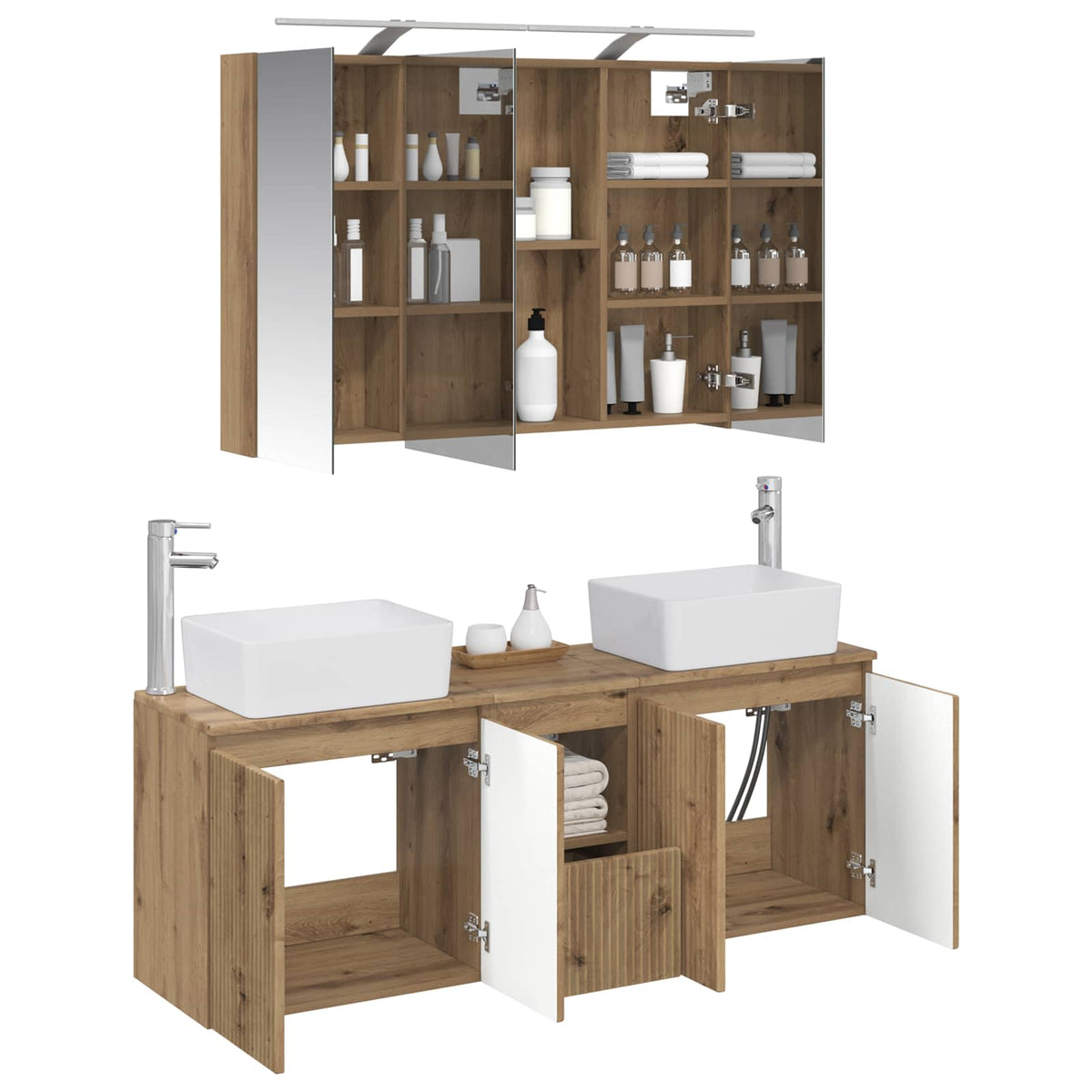 Bathroom Cabinet Set 4 pcs 100 x 14.5 x 70 cm Artisan oak