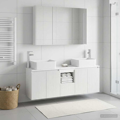 vidaXL Bathroom Cabinet Set 4 pcs White Engineered Wood 1