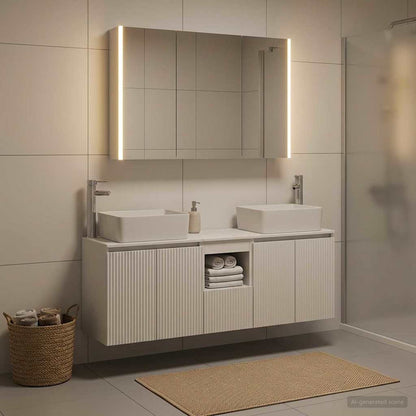 vidaXL Bathroom Cabinet Set 4 pcs White Engineered Wood 4