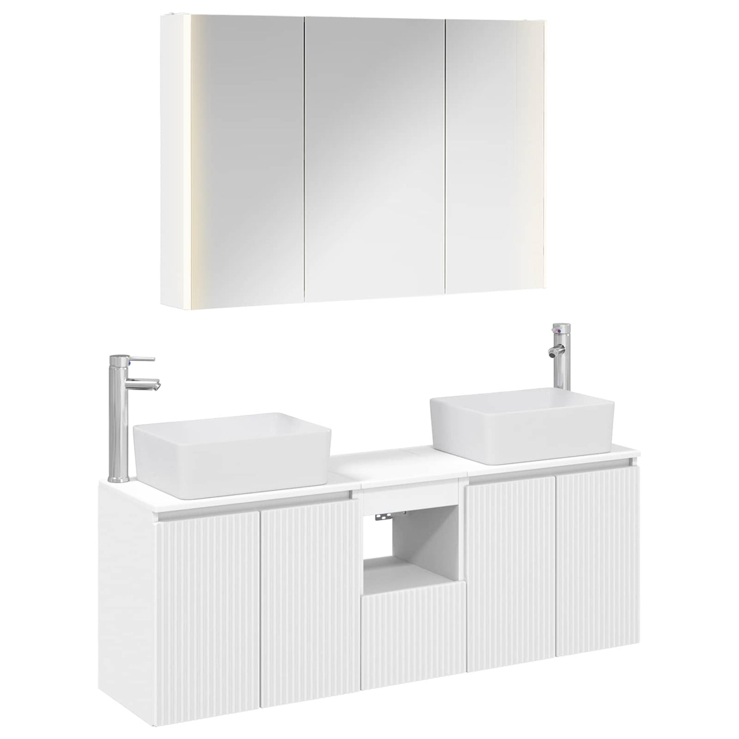 vidaXL Bathroom Cabinet Set 4 pcs White Engineered Wood 2