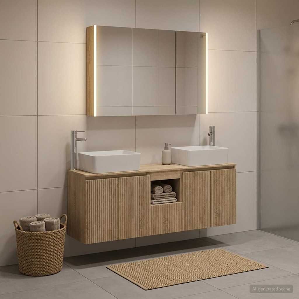 vidaXL Bathroom Cabinet Set 4 pcs Sonoma Oak Engineered Wood 4