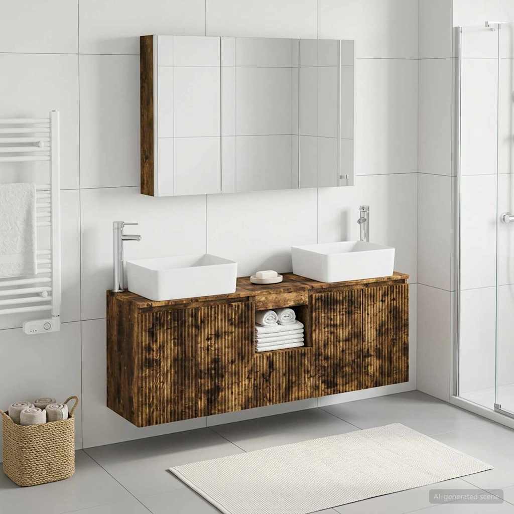vidaXL Bathroom Cabinet Set 4 pcs Smoked Oak Engineered Wood 1