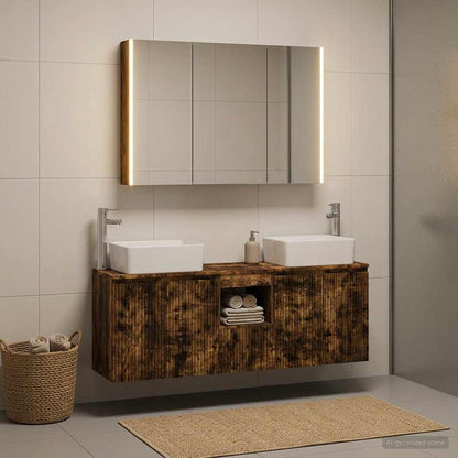 vidaXL Bathroom Cabinet Set 4 pcs Smoked Oak Engineered Wood 4