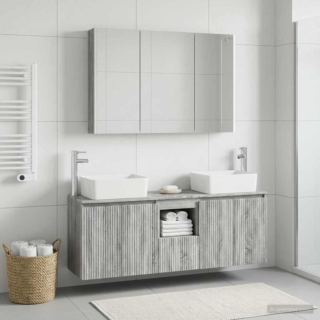 vidaXL Bathroom Cabinet Set 4 pcs Grey Sonoma Engineered Wood 4