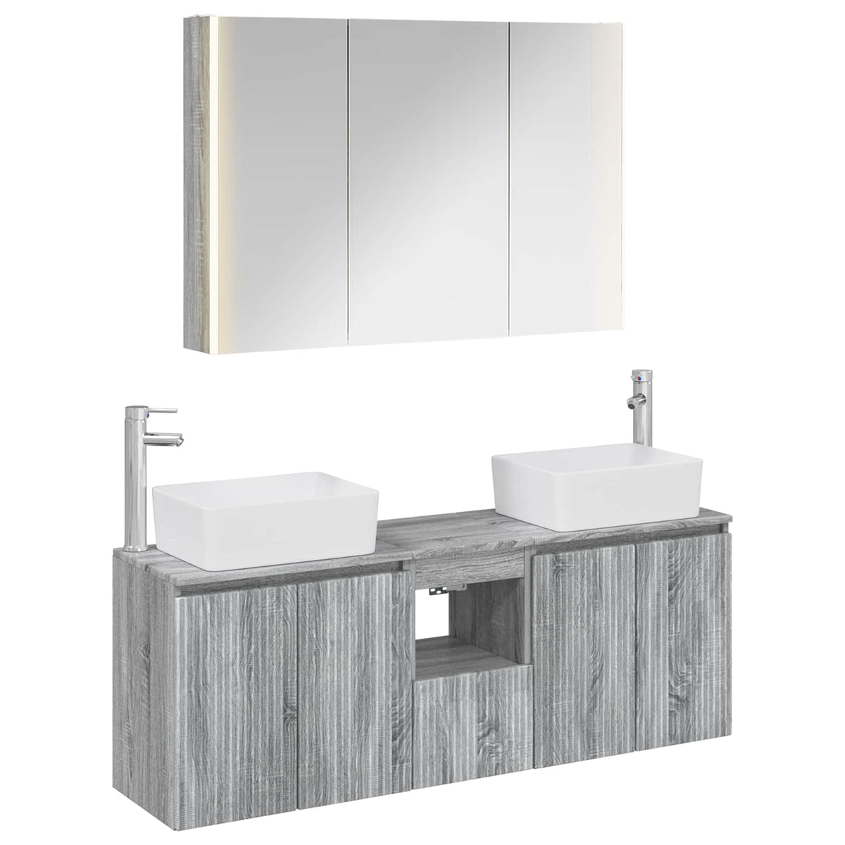 vidaXL Bathroom Cabinet Set 4 pcs Grey Sonoma Engineered Wood 2