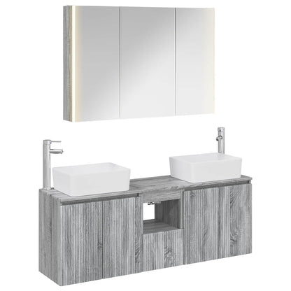 vidaXL Bathroom Cabinet Set 4 pcs Grey Sonoma Engineered Wood 2