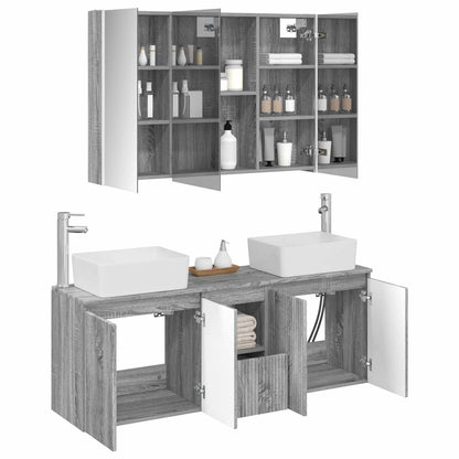 vidaXL Bathroom Cabinet Set 4 pcs Grey Sonoma Engineered Wood 3
