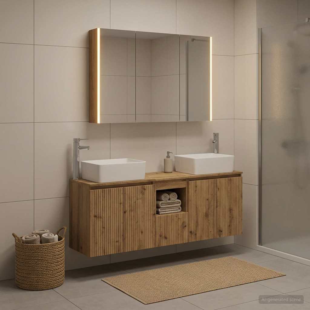 vidaXL Bathroom Cabinet Set 4 pcs Artisan Oak Engineered Wood 4
