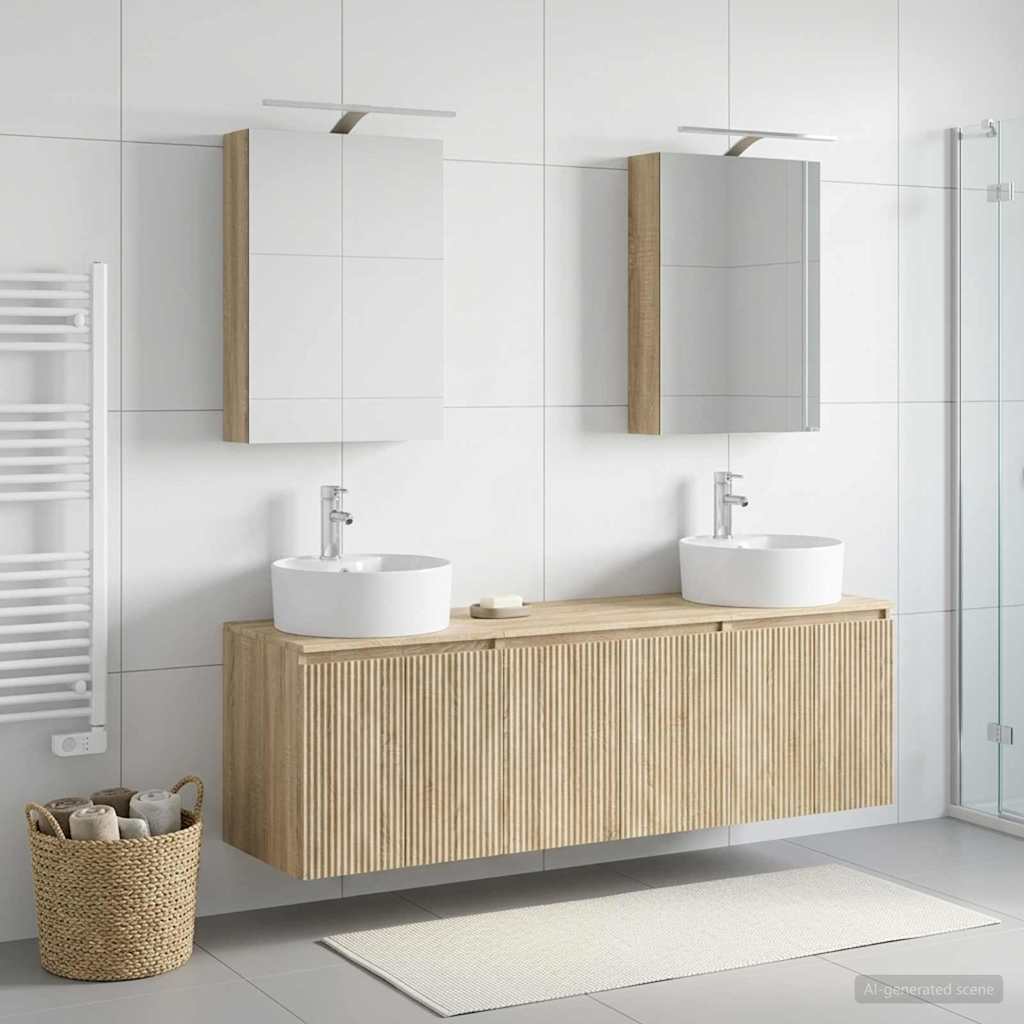 vidaXL Bathroom Cabinet Set 5 pcs Sonoma Oak Engineered Wood 4