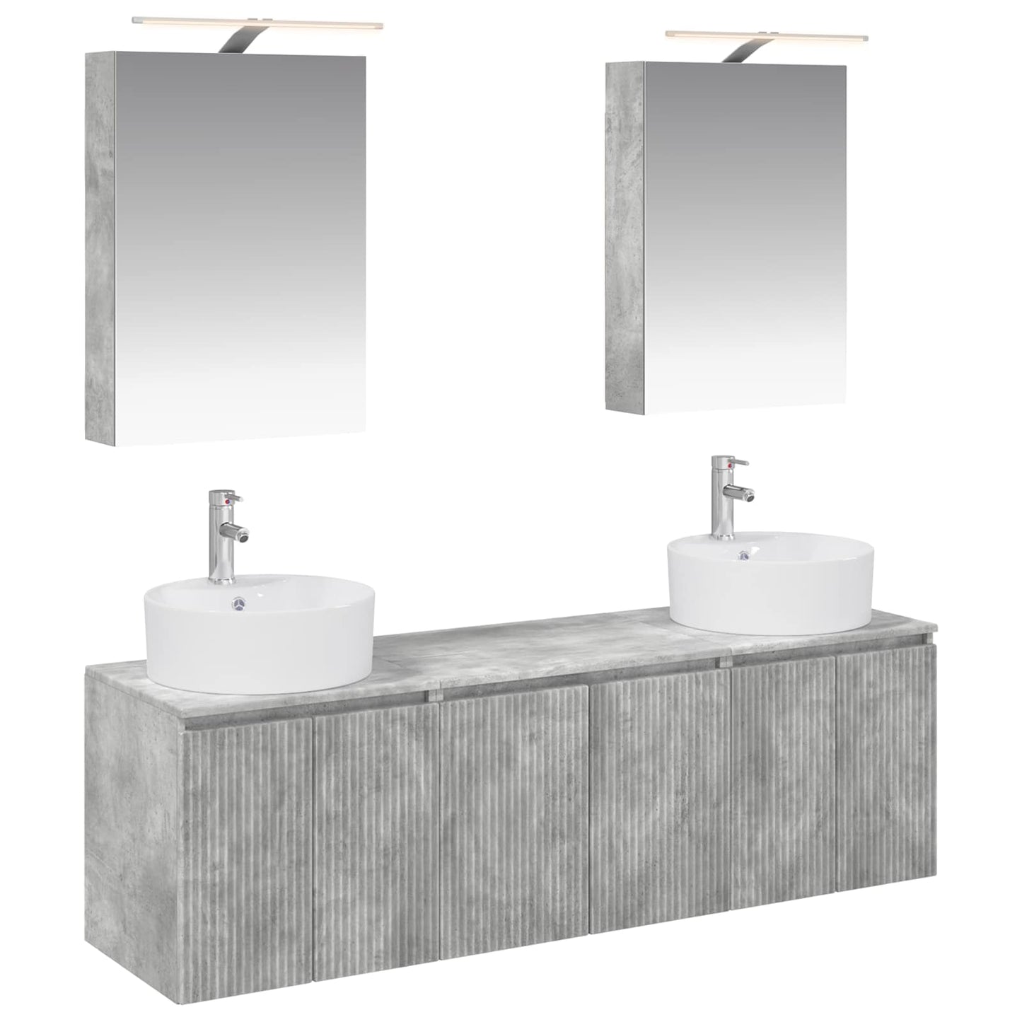 vidaXL Bathroom Cabinet Set 5 pcs Concrete Grey Engineered Wood 2