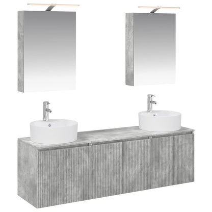 vidaXL Bathroom Cabinet Set 5 pcs Concrete Grey Engineered Wood 2
