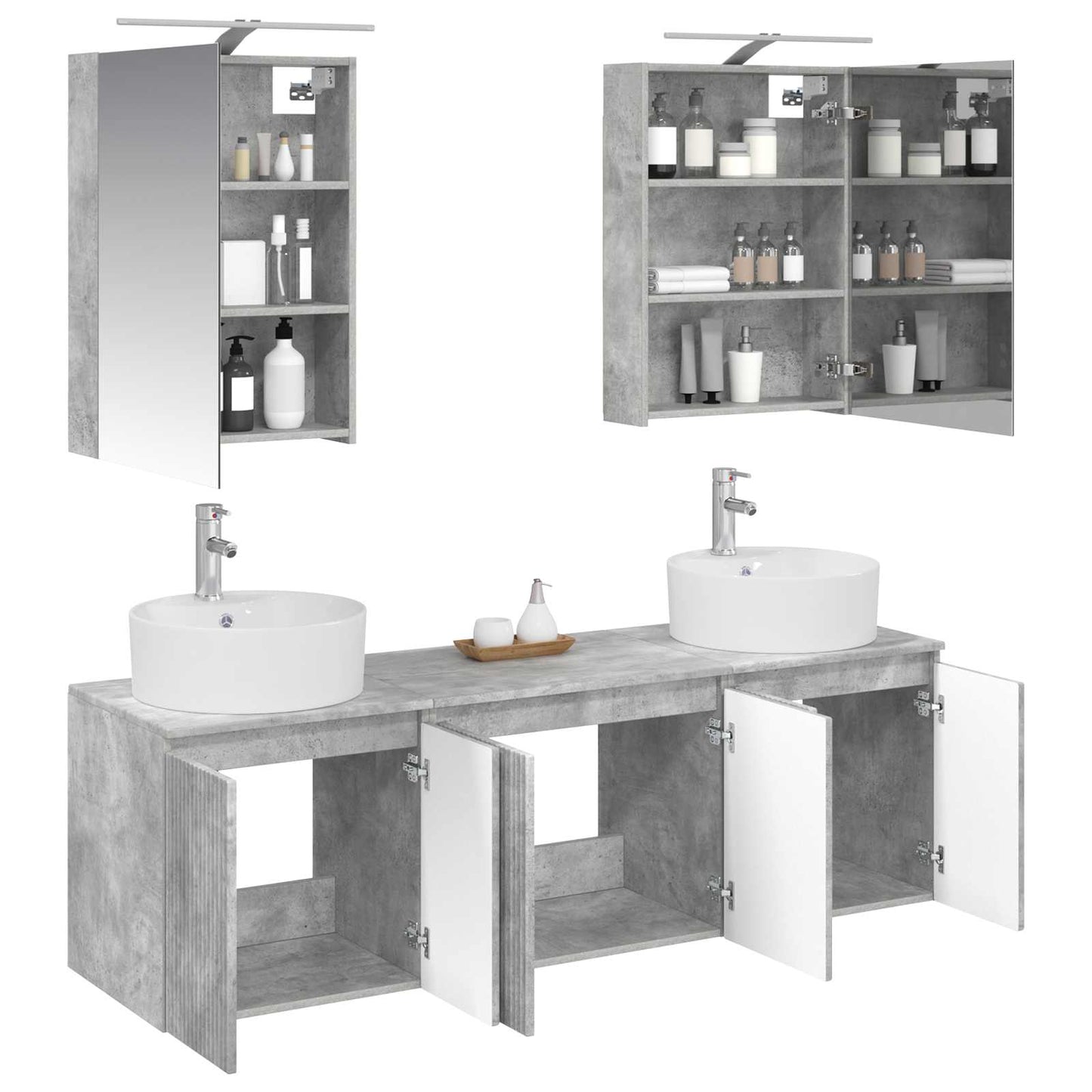 vidaXL Bathroom Cabinet Set 5 pcs Concrete Grey Engineered Wood 3