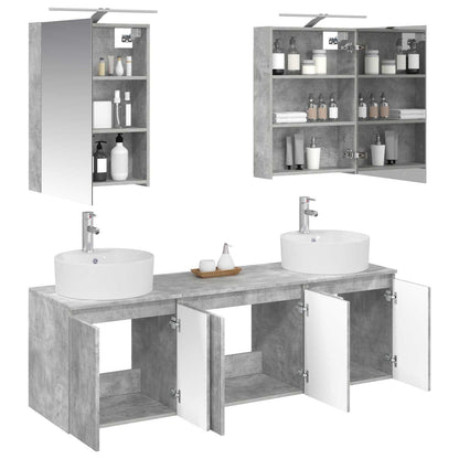 vidaXL Bathroom Cabinet Set 5 pcs Concrete Grey Engineered Wood 3