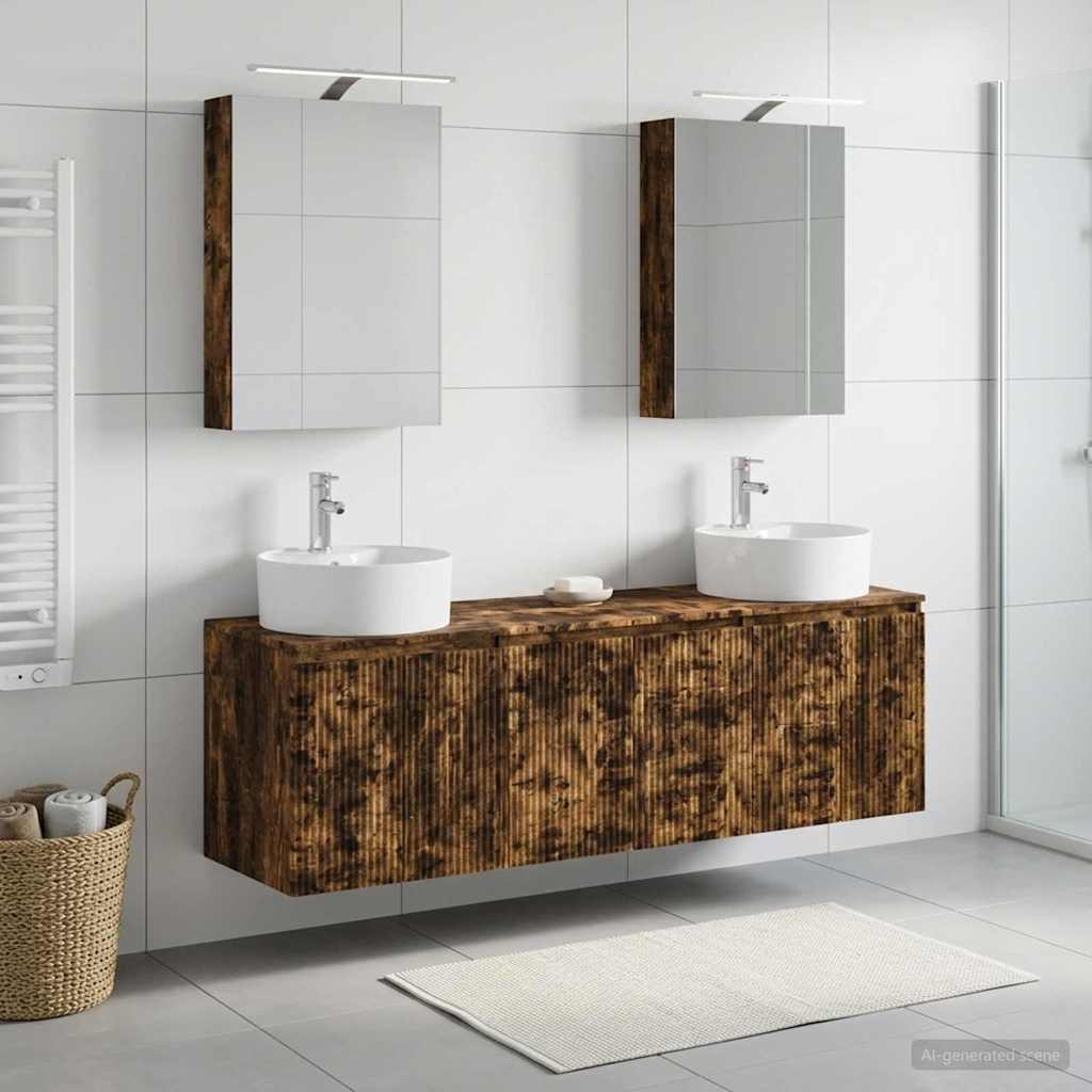 vidaXL Bathroom Cabinet Set 5 pcs Smoked Oak Engineered Wood 4