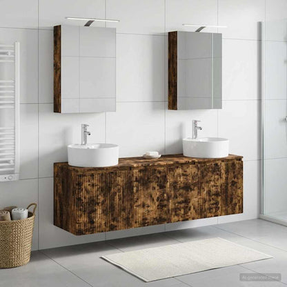 vidaXL Bathroom Cabinet Set 5 pcs Smoked Oak Engineered Wood 4