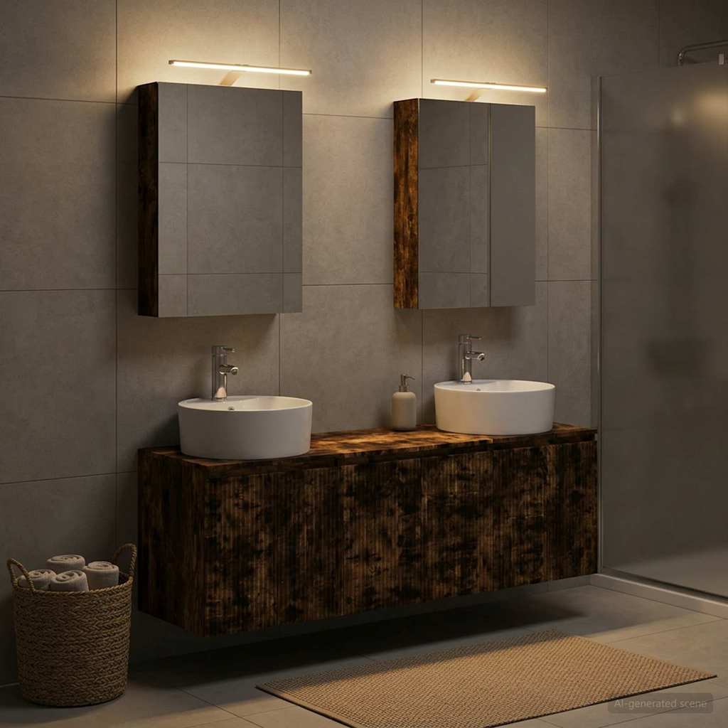 vidaXL Bathroom Cabinet Set 5 pcs Smoked Oak Engineered Wood 1