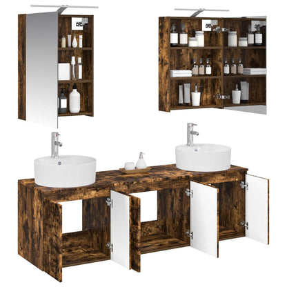 vidaXL Bathroom Cabinet Set 5 pcs Smoked Oak Engineered Wood 3