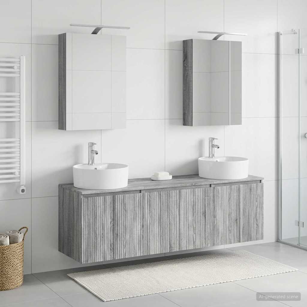 vidaXL Bathroom Cabinet Set 5 pcs Grey Sonoma Engineered Wood 1