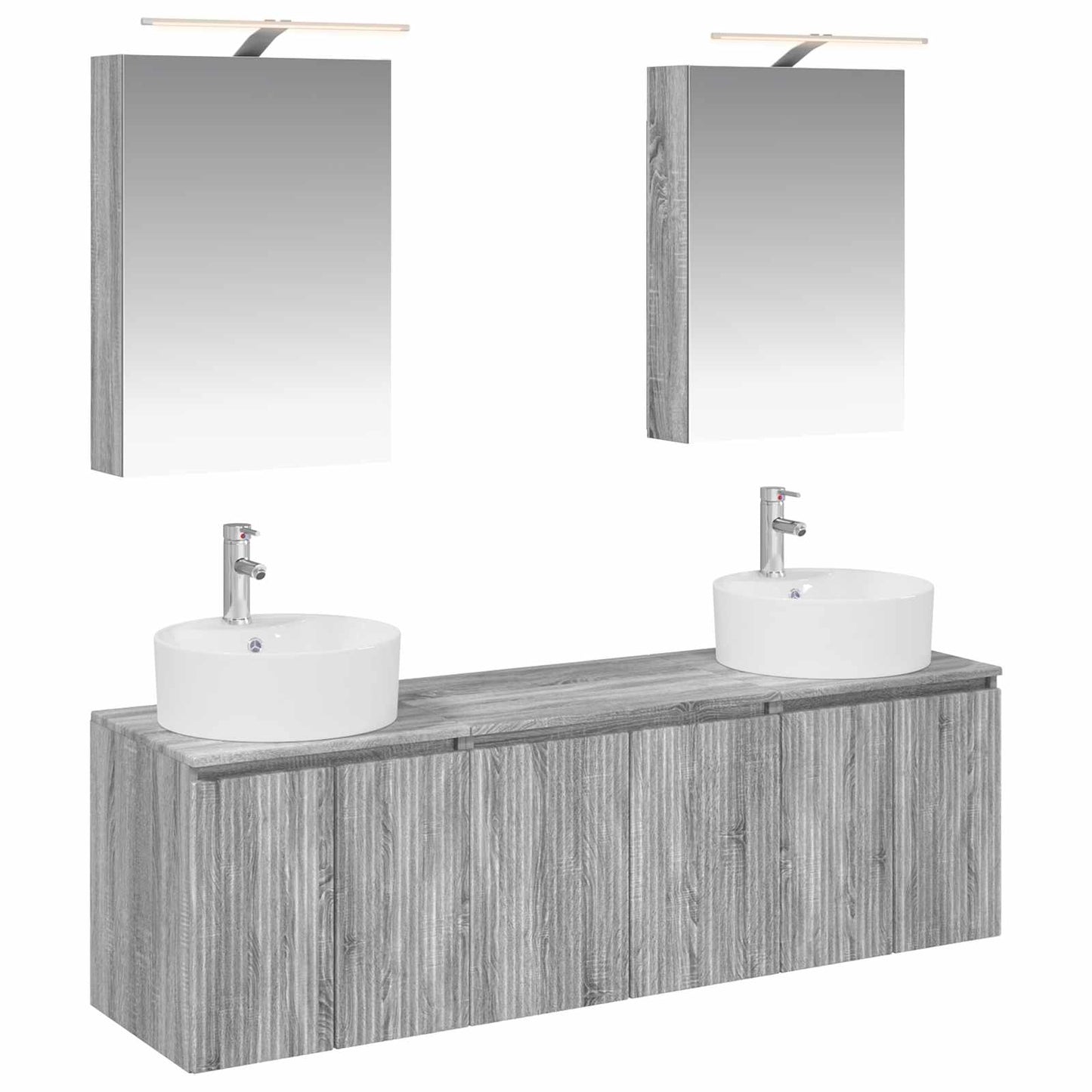 vidaXL Bathroom Cabinet Set 5 pcs Grey Sonoma Engineered Wood 2