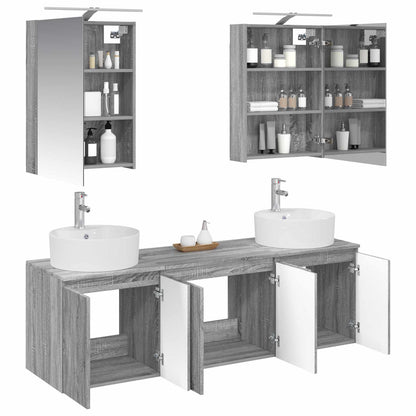 vidaXL Bathroom Cabinet Set 5 pcs Grey Sonoma Engineered Wood 3