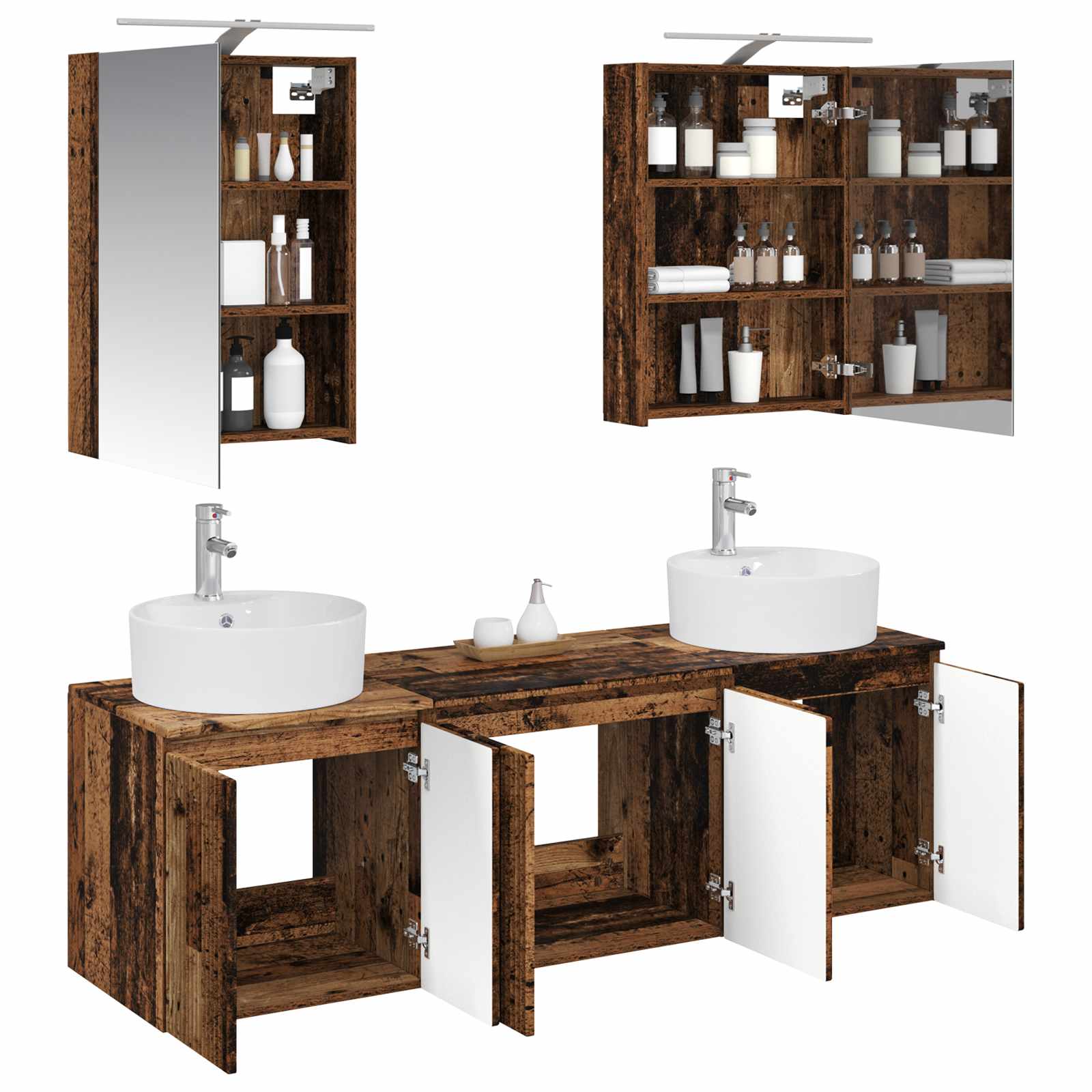 vidaXL Bathroom Cabinet Set 5 pcs Old Wood Engineered Wood 3