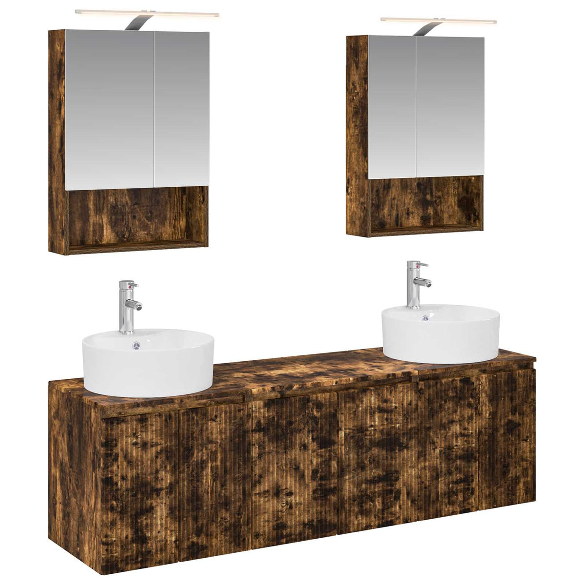 vidaXL Bathroom Cabinet Set 5 pcs Smoked Oak Engineered Wood 2