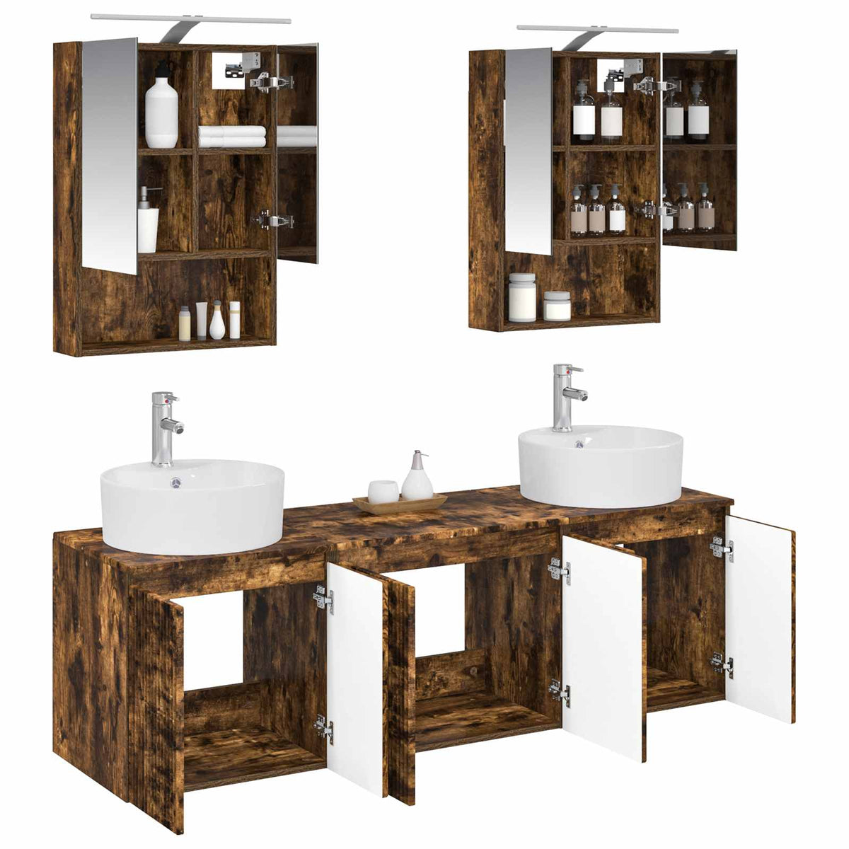 vidaXL Bathroom Cabinet Set 5 pcs Smoked Oak Engineered Wood 3
