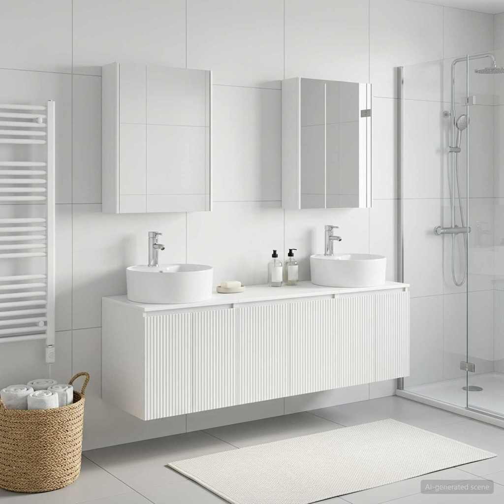 vidaXL Bathroom Cabinet Set 5 pcs White Engineered Wood 4