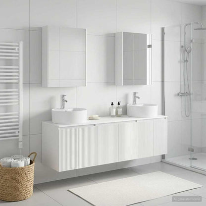 vidaXL Bathroom Cabinet Set 5 pcs White Engineered Wood 4