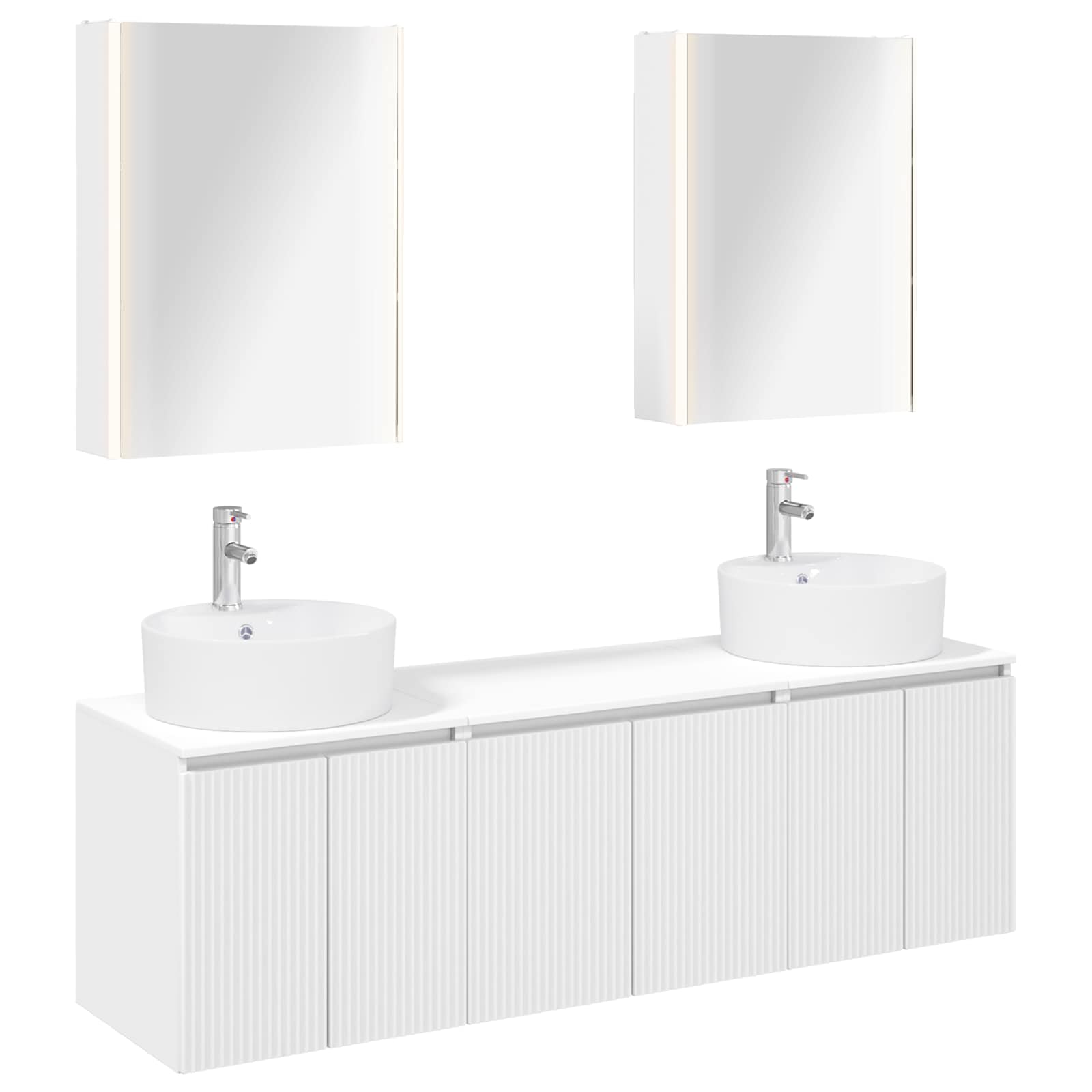 vidaXL Bathroom Cabinet Set 5 pcs White Engineered Wood 2