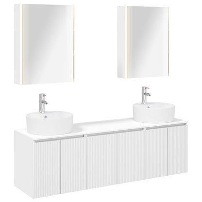 vidaXL Bathroom Cabinet Set 5 pcs White Engineered Wood 2