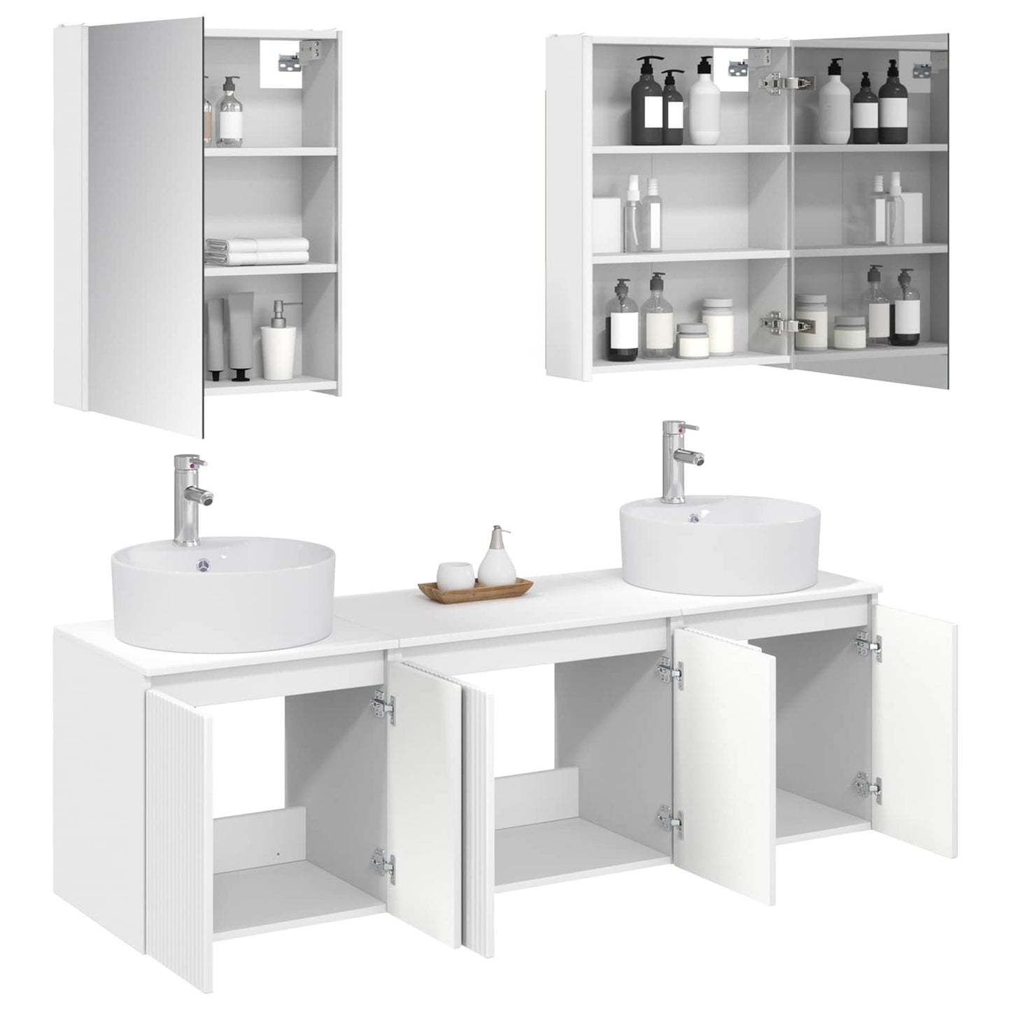 vidaXL Bathroom Cabinet Set 5 pcs White Engineered Wood 3