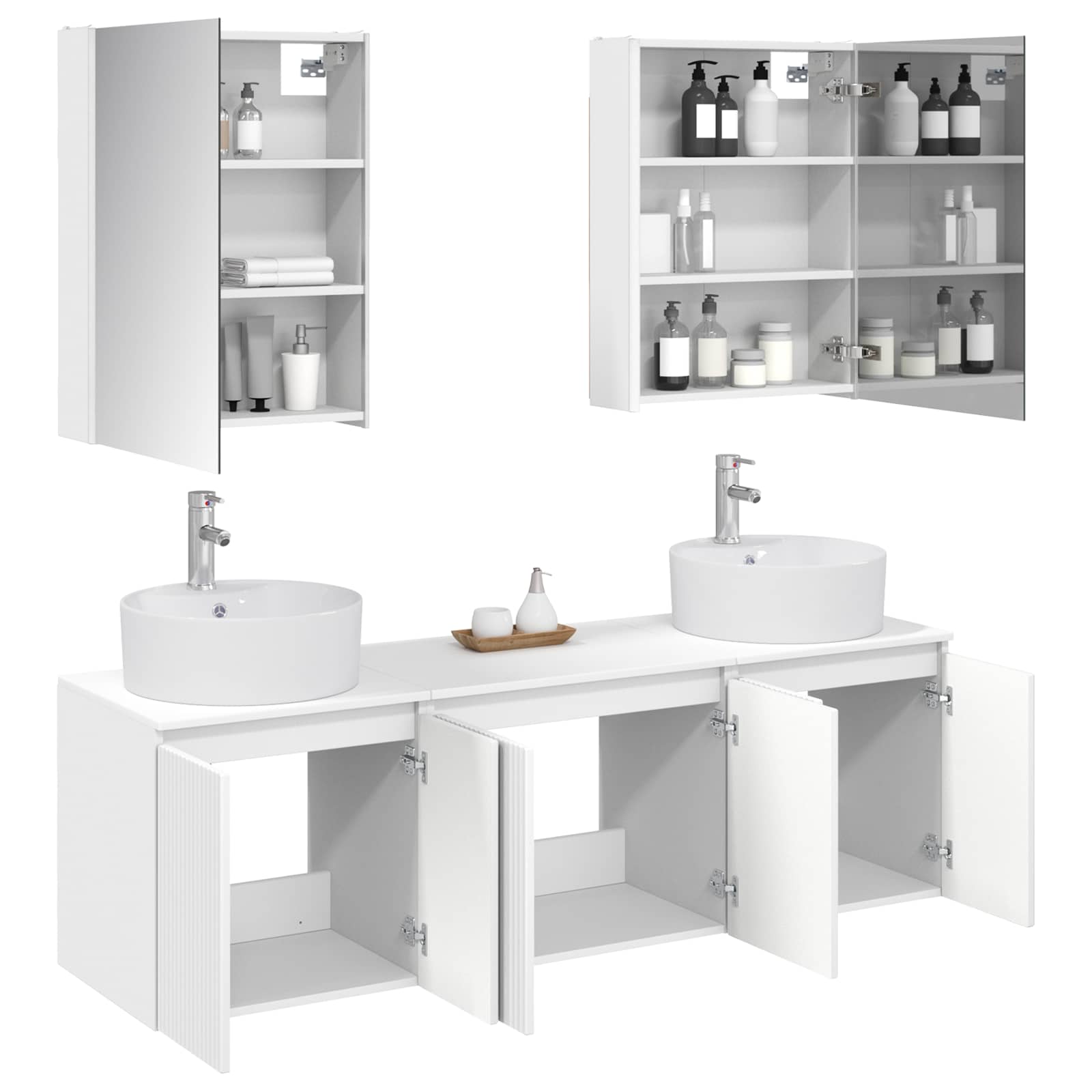 vidaXL Bathroom Cabinet Set 5 pcs White Engineered Wood 3