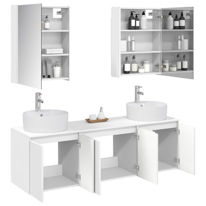 vidaXL Bathroom Cabinet Set 5 pcs White Engineered Wood 3