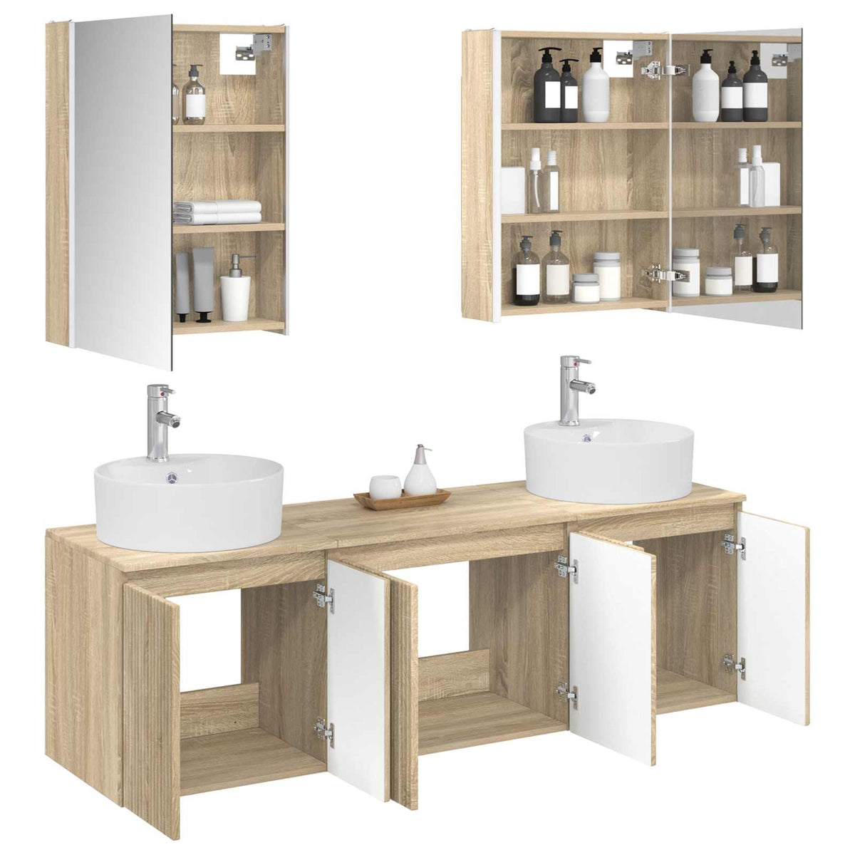 vidaXL Bathroom Cabinet Set 5 pcs Sonoma Oak Engineered Wood 3