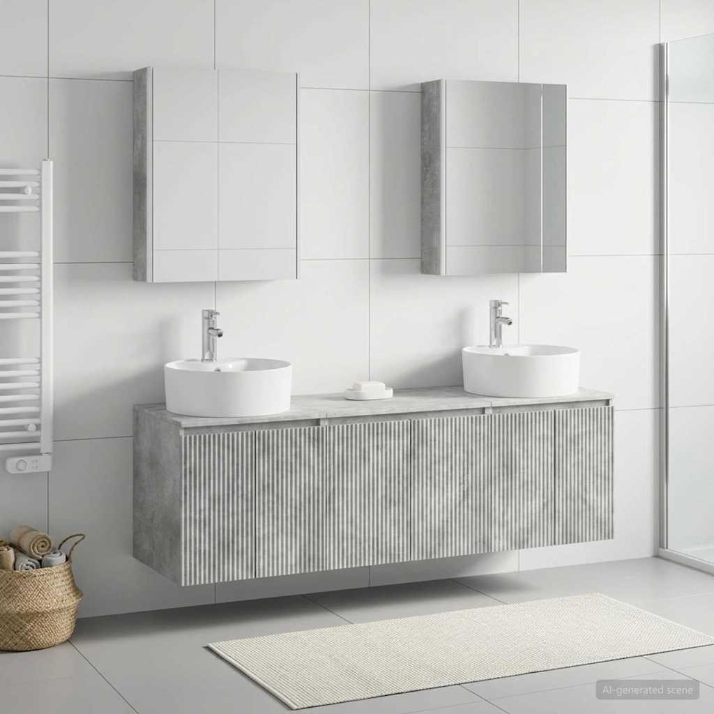vidaXL Bathroom Cabinet Set 5 pcs Concrete Grey Engineered Wood 1