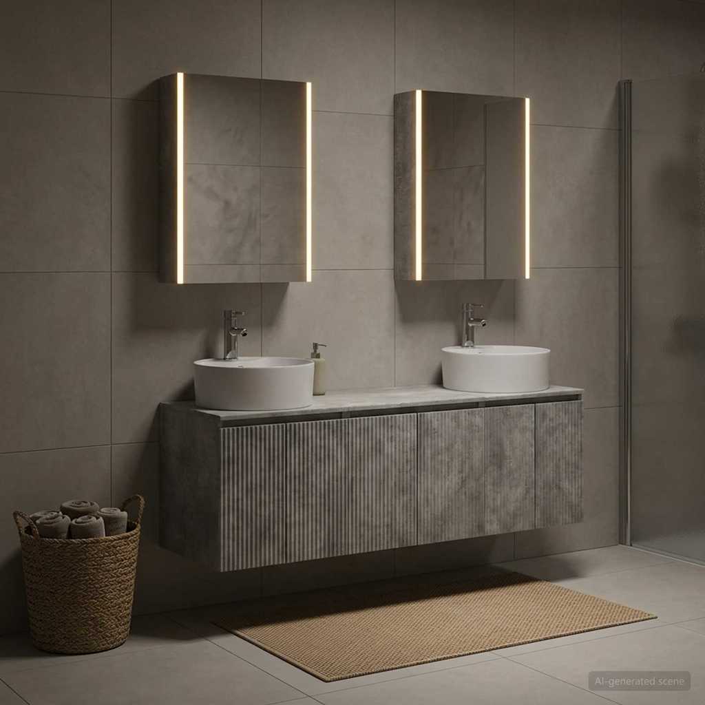 vidaXL Bathroom Cabinet Set 5 pcs Concrete Grey Engineered Wood 4