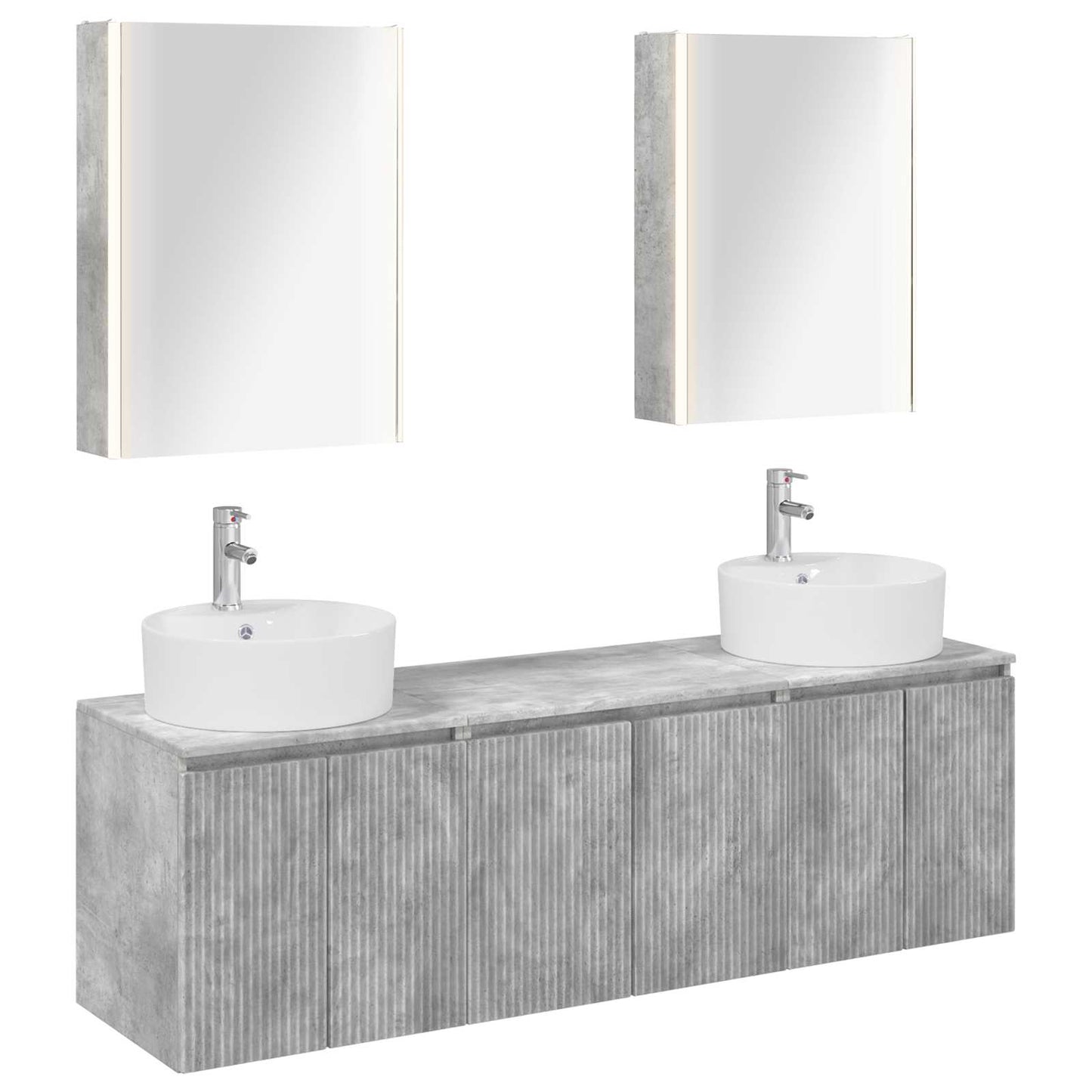 vidaXL Bathroom Cabinet Set 5 pcs Concrete Grey Engineered Wood 2
