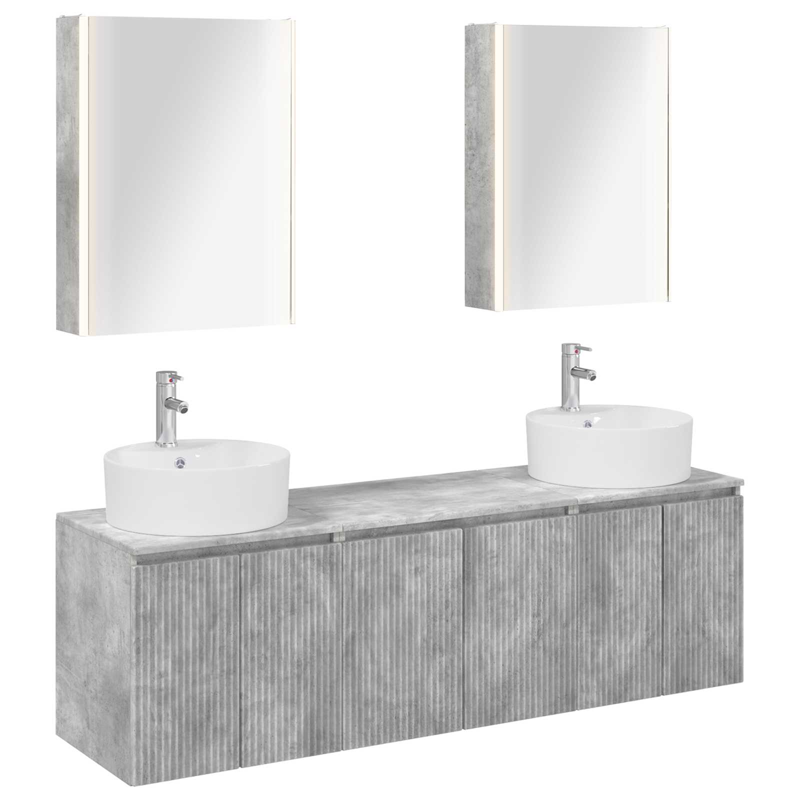 vidaXL Bathroom Cabinet Set 5 pcs Concrete Grey Engineered Wood 2