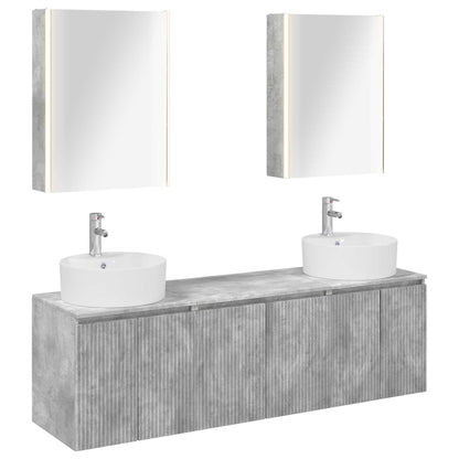 vidaXL Bathroom Cabinet Set 5 pcs Concrete Grey Engineered Wood 2